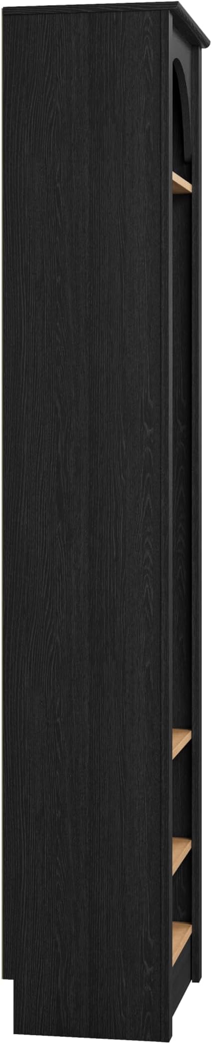 Prepac Ark 76" Tall Arched Entryway Coat Rack in Black Oak with Natural Oak Interior, Hall Tree with 2 Adjustable Shelves, Modern Furniture for Entryway and Living Room, 13.25" D x 18" W x 76" H
