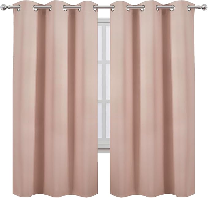 LEMOMO Blush Thermal Blackout Curtains/42 x 72 Inch/Set of 2 Panels Room