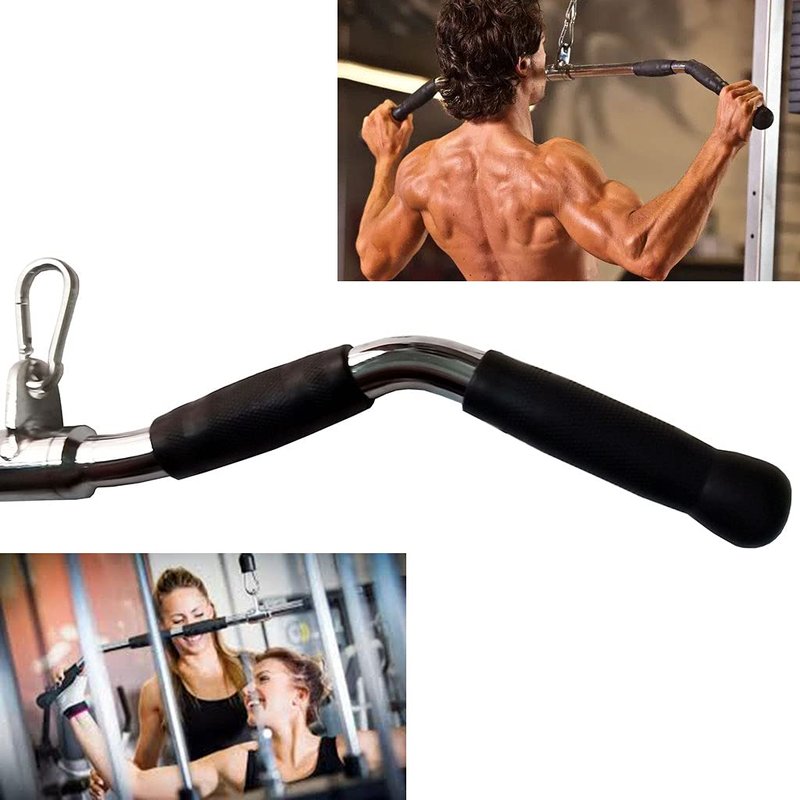 yuhqc Revolving Lat Pulldown Bar for Cable Machine, 29" Straight Bar with Rubber Grip - Tricep Press Down, Curl & Back Exercise Attachment for Home Gym, Pulley System & Functional Trainer(29 Inch)