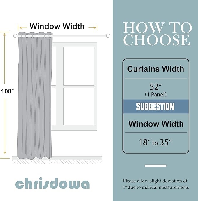 ChrisDowa Blackout Curtains 108 Inches Long