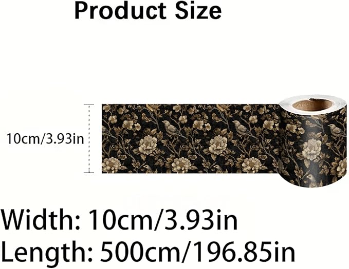 Brown Floral Wall Border 196x4 Inch Peel and Stick Vintage Botanical Wallpaper