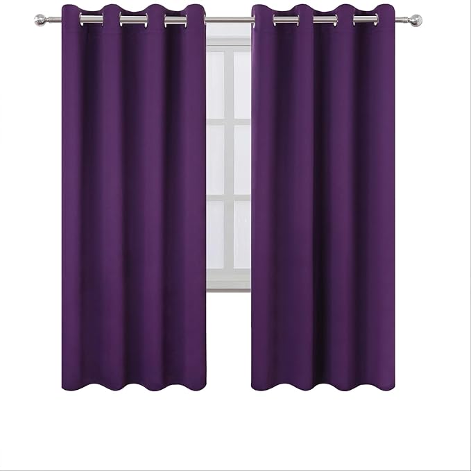 LEMOMO Blackout Curtains 66 x 72 Inch Long Purple Curtains Set of 2 Panels Room