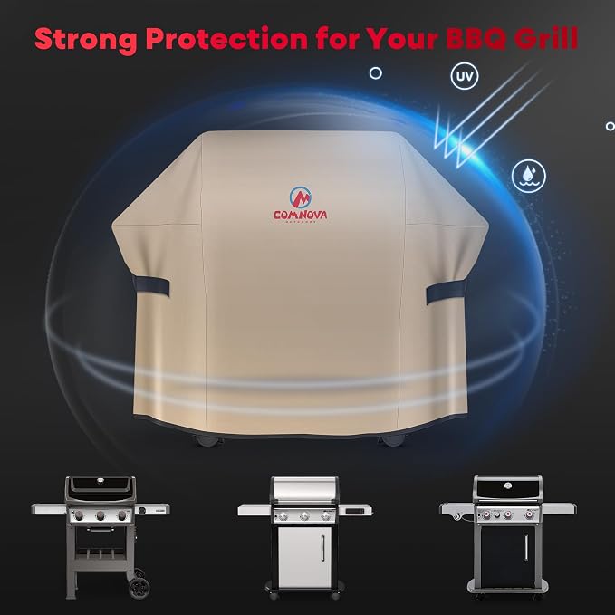 Comnova Grill Cover 51 Inch - 600D BBQ Cover for Outdoor Grill Waterproof and Heavy Duty, 51 Inch Barbecue Gas Grill Covers for Weber, Char-Broil, Nexgrill, Monument, Dyna-glo, Brinkmann and More
