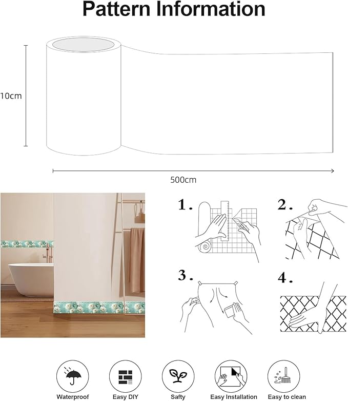 3D Floral Wallpaper Border White Peony Peel and Stick Wall Border Self Adhesive