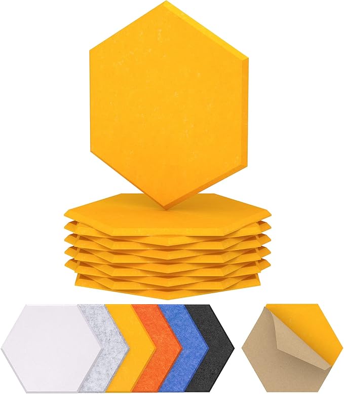 12 Pack Hexagon Acoustic Panels, TONOR 12"x 10"x 04" High Density Sound Proof