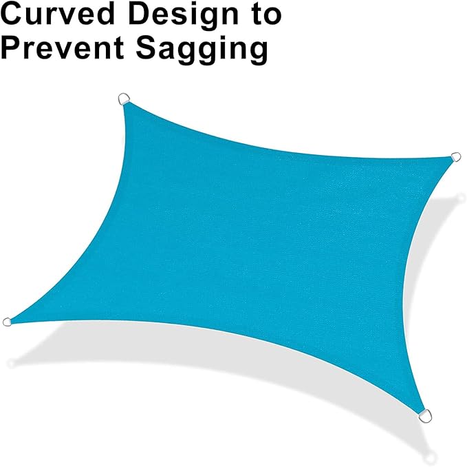 LOVE STORY Custom Size 9'x14' Turquoise Blue Sun Shade Sail Rectangle UV Block Canopy Patio Sail Sunshades Fabric for Outdoor Garden Carport (We Make Custom Size)