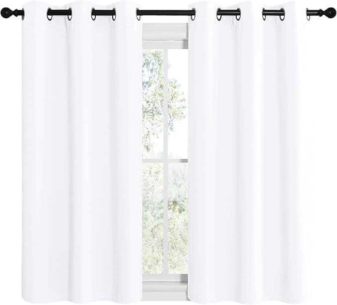 NICETOWN White Window Curtain Panels 50 inch Length, 50% Light Blocking Curtains