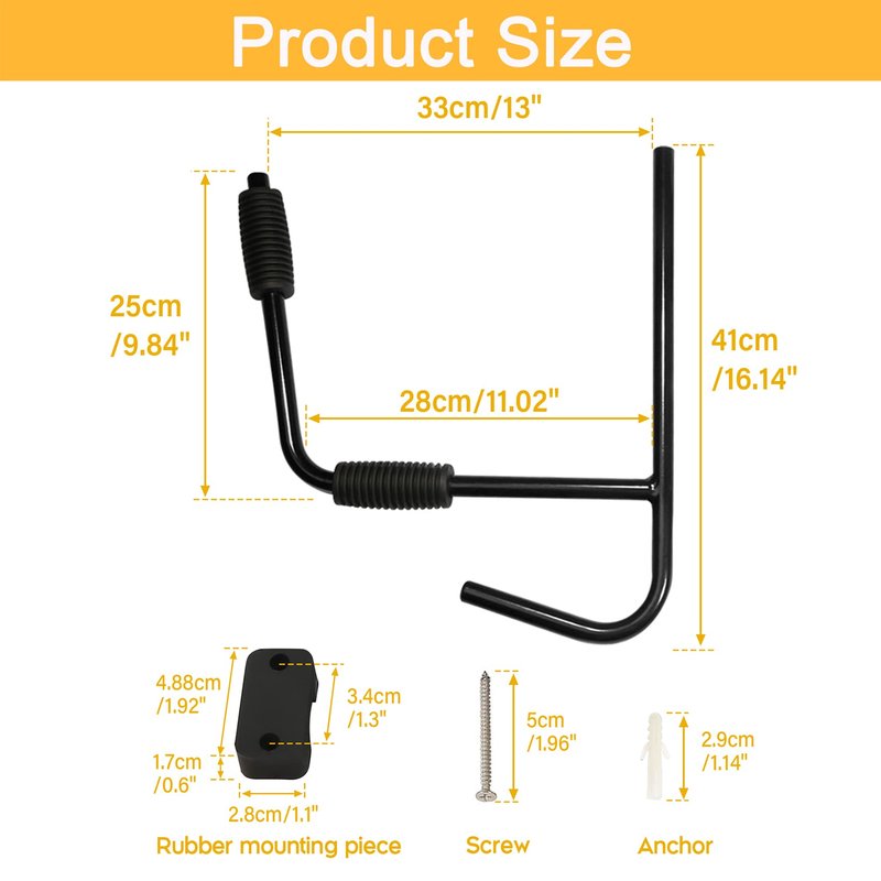PIRIPARA Kayak Storage Rack Wall Mount 2 Pairs Garage Kayak Storage Hanger, Wall Bracket Holder for Kayaks, Canoe, Surfboard, Paddle Board, Max Load 100LBs, Black