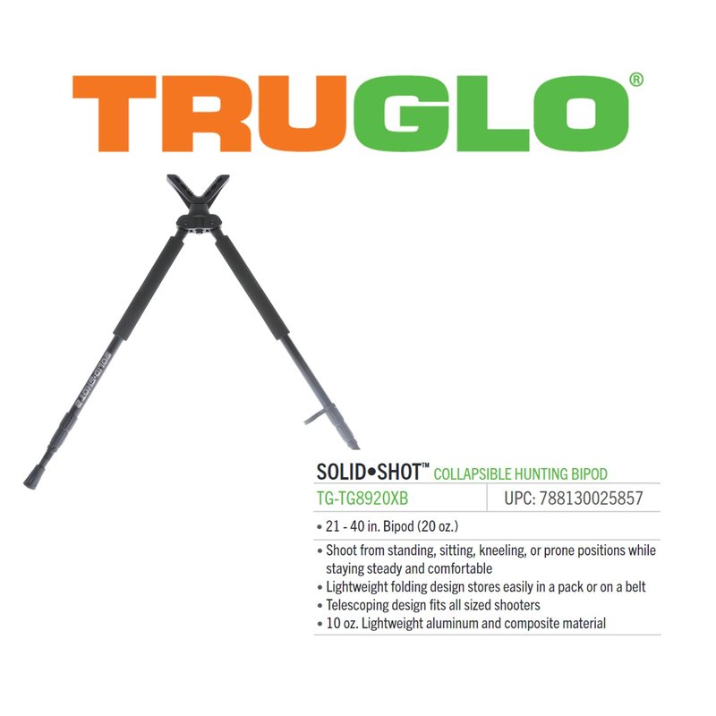 TRUGLO Solid-Shot Shooting Rest Collapsible Hunting Bipod Solid-Shot Shooting Rest Collapsible Hunting Bipod