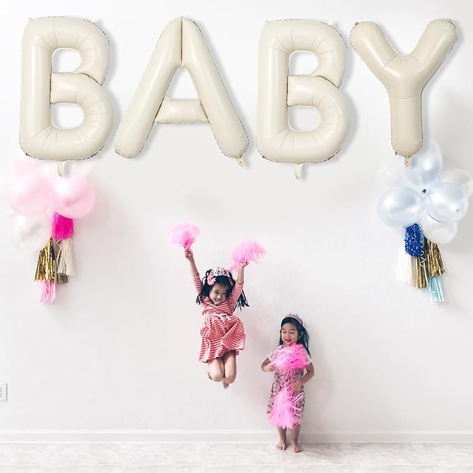 Cream Name Balloon Letters, Large Mylar Helium Alphabet L Custom Balloon Letter Beige Decor, 40 Inch Inflatable Sand White Letter L Foil Customize Balloons for Girls Birthday Party Decoration Supplies