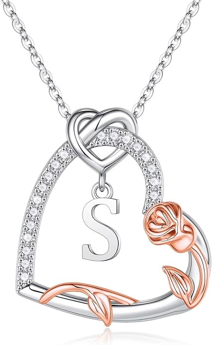 Iefil Christmas Gifts for Women Her - 925 Sterling Silver Heart Initial Necklaces, Anniversary Birthday Gifts, Women Jewelry Gift for Wife Girlfriend Mom Daughter Her
