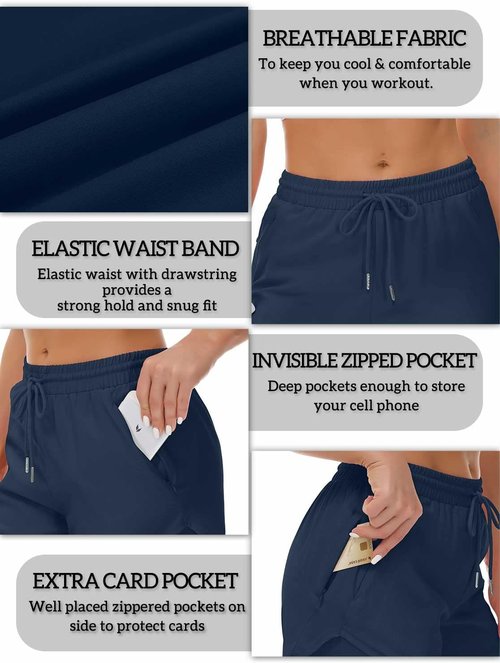 Mancreda Women's Running Shorts - Elastic Athletic Gym Shorts with 3 Zipper Pockets | Perfect for Yoga