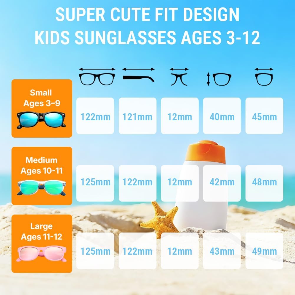 Pro Acme Kids Polarized Sunglasses - Flexible TPEE Frame Shades for Toddlers Ages 3-12