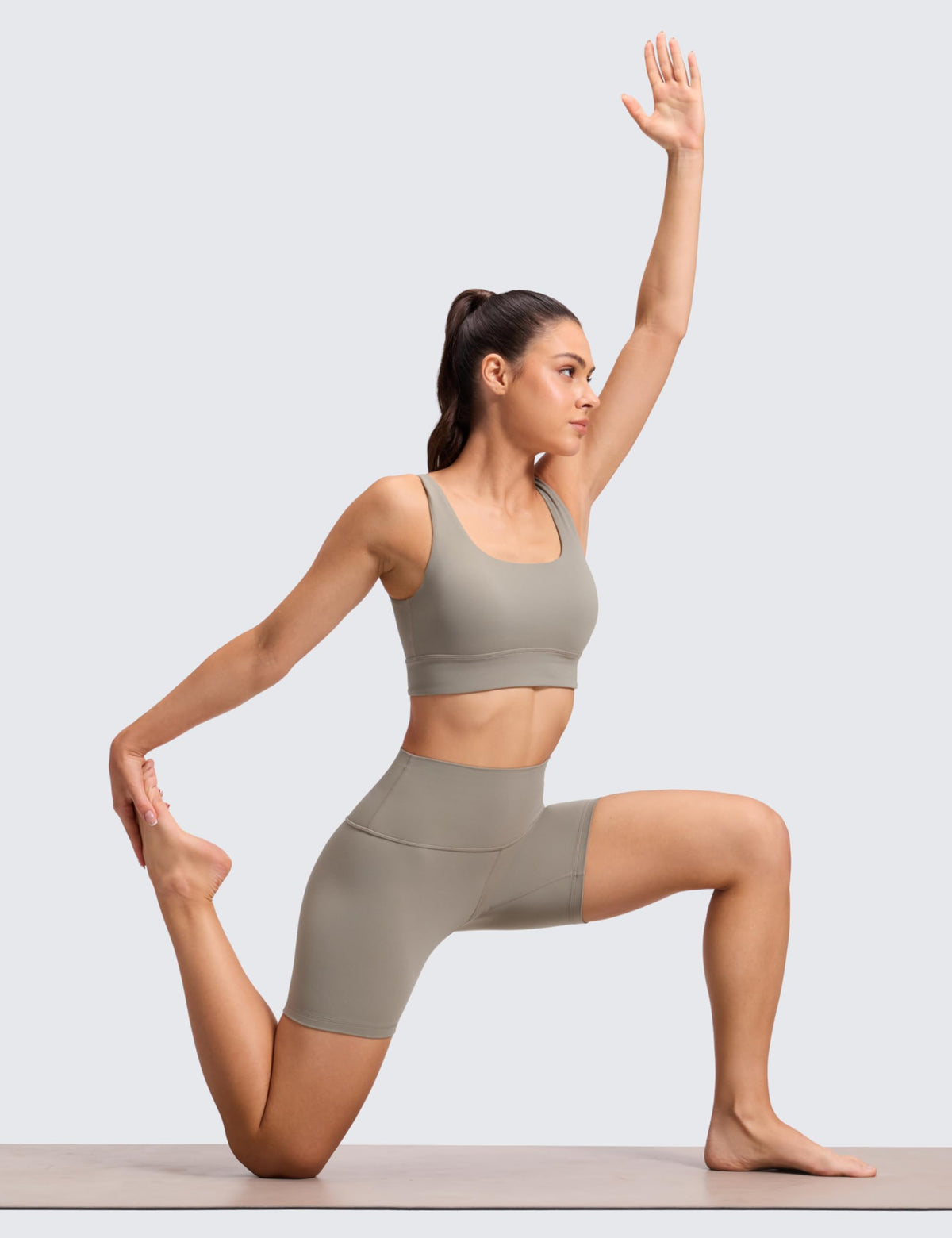 CRZ YOGA ButterLuxe Biker Shorts 6" - High Waisted Workout Running Volleyball Spandex Yoga Womens Warm Ash Grey X-Large