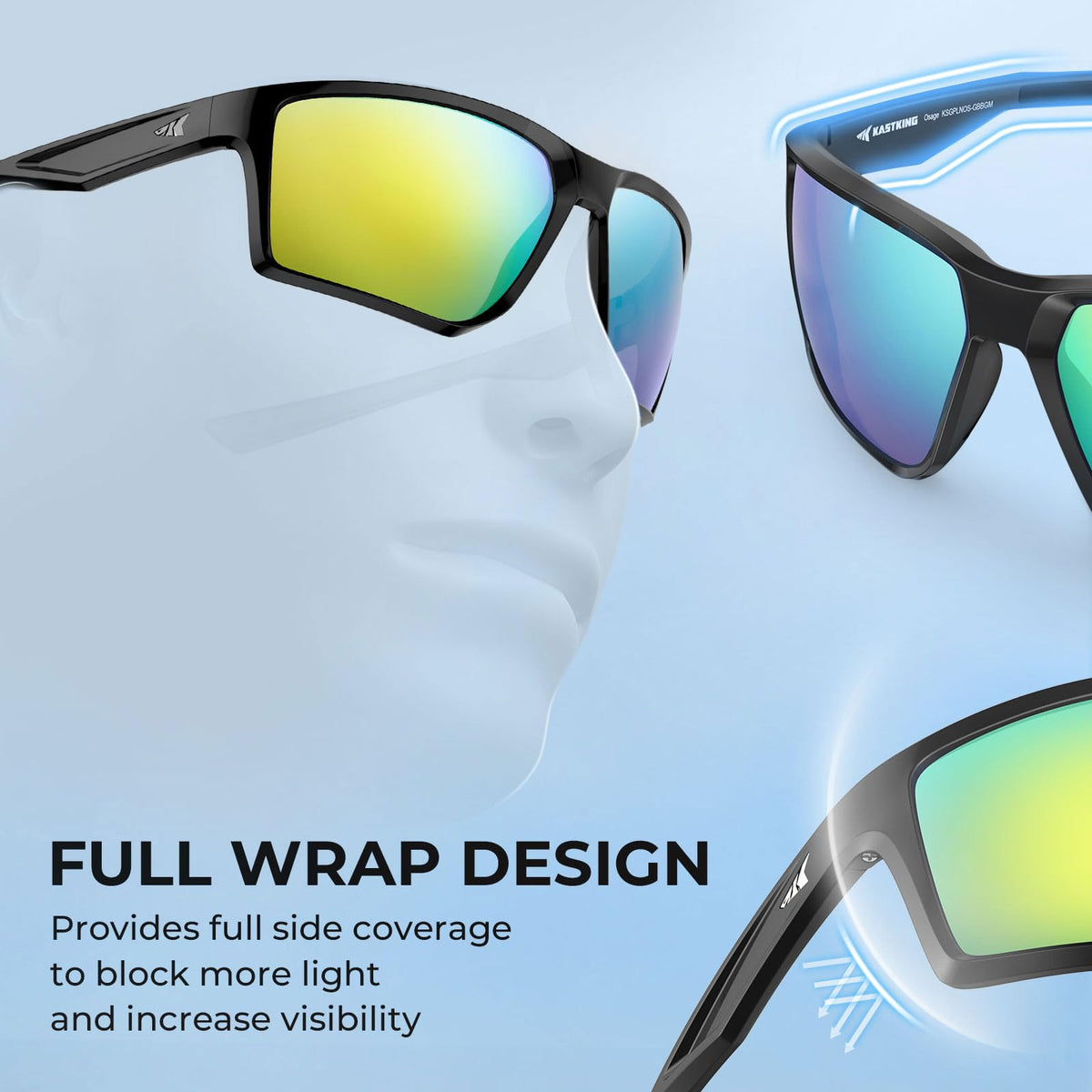 KastKing Osage Polarized Sport Sunglasses for Men and Women, Ideal for Driving Fishing Cycling Running, UV Protection
