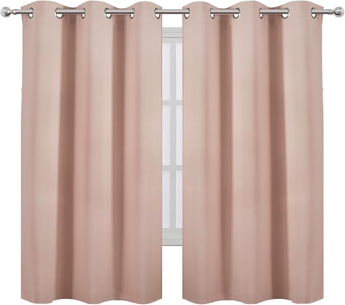 LEMOMO Blush Thermal Blackout Curtains/38 x 63 Inch/Set of 2 Panels Room