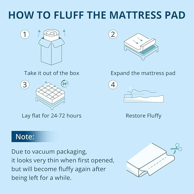 YUGYVOB Mattress Pad Extra Thick, Cooling, and Breathable California King Mattress Topper 8-21" Deep Pocket Soft Down Alternative Fill