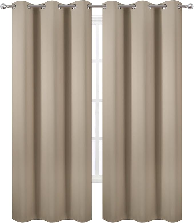 LEMOMO Khaki Thermal Blackout Curtains/42 x 95 Inch/Set of 2 Panels Room