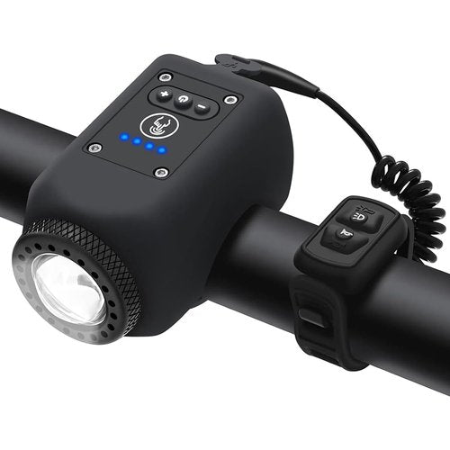 AaiLucky Electric Bike Horn and Bike Light 2 in 1, 110dB Bicycle Horn Rechargeable Bicycle Scooter Headlight for Night Riding, Bicycle Light with Horn for Adults Kids, 5 Sound Modes, Waterproof