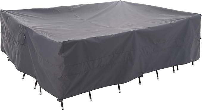 WJ-X3 Extra Large Patio Furniture Set Covers Waterproof, Outdoor Table Cover Heavy Duty, Lawn Sectional Set Cover Anti-Fading, High Wind Resistant & Anti-UV, 180W x 96D x 36H in, Grey
