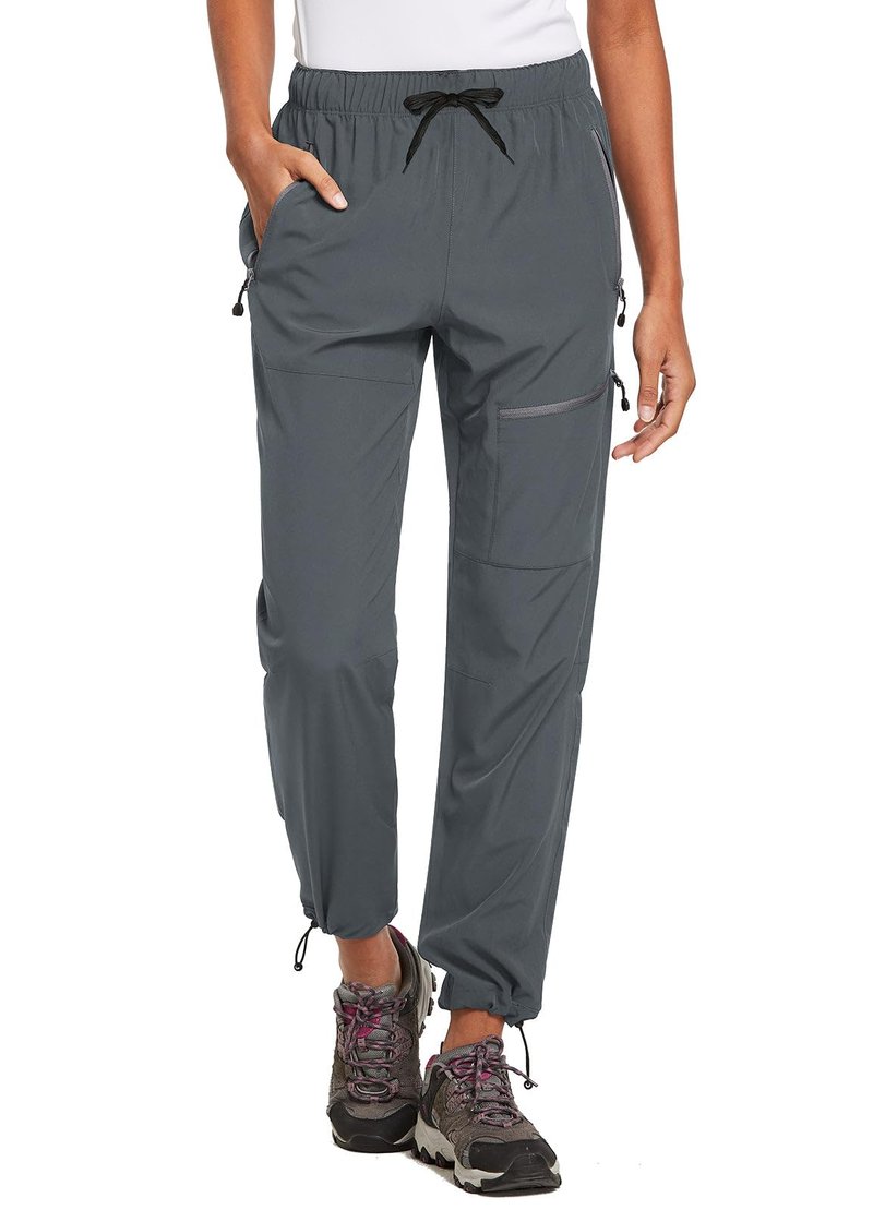 baleaf Women's Petite Hiking Pants Lightweight Quick Dry Water Resistant Cargo Pants 27'' Inseam for All Seasons Dark Gray Size L