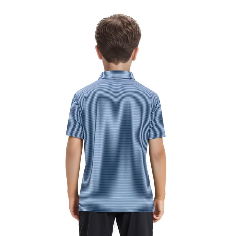 Boys Polo Shirts Short Sleeve Striped Performance Moisture Wicking Dry Fit Golf Shirts for Boys Youth Kids