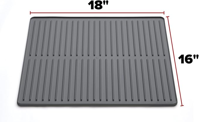 WeatherTech DishMat Contain - 16" x 18" Drip Dry Hand-Washed Dish Drying Mat, Pebble