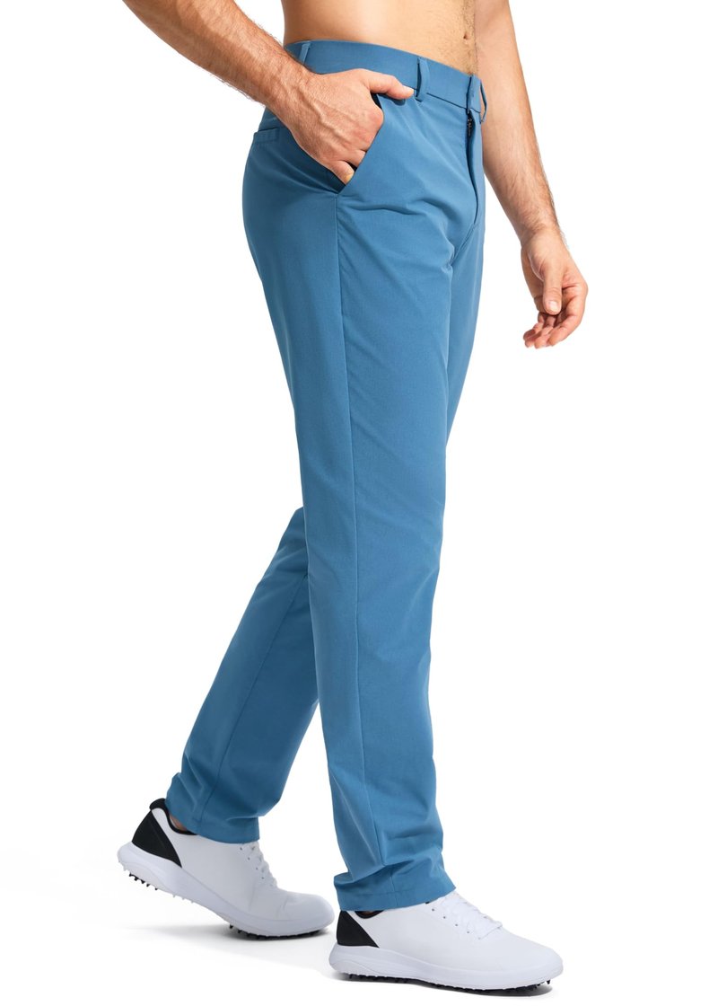 Pudolla Men's Golf Pants Stretch Work Dress Pants Men's Dress Pants 30 Lightweight Quick Dry Trousers with Pockets(Stone Slab Blue 35Wx30L)