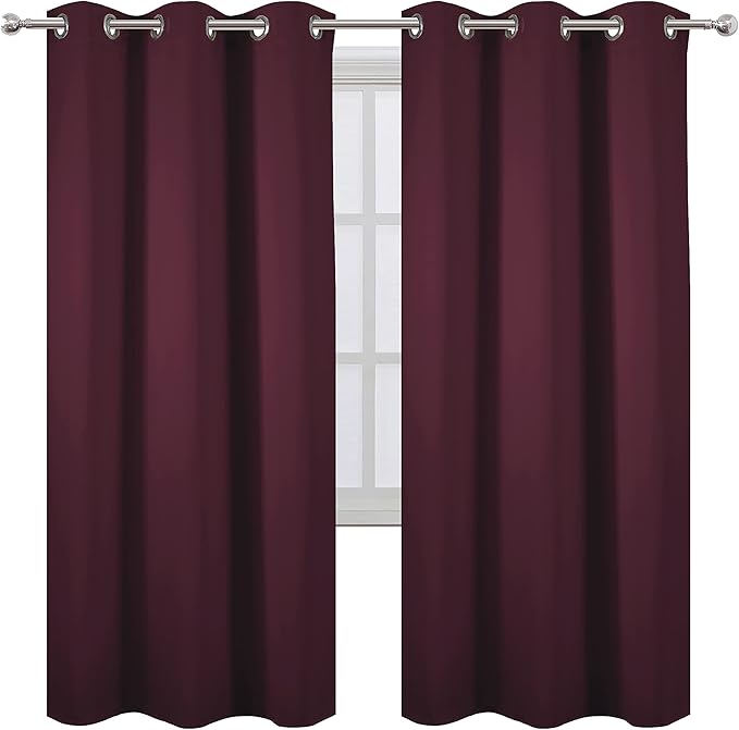 LEMOMO Burgundy Red Blackout Curtains/42 x 72 Inch/Set of 2 Panels Room