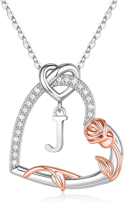 Iefil Christmas Gifts for Women Her - 925 Sterling Silver Heart Initial Necklaces, Anniversary Birthday Gifts, Women Jewelry Gift for Wife Girlfriend Mom Daughter Her