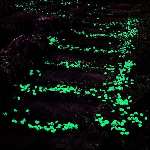 1100Pcs Glow Stones Pebbles Glow in the Dark Garden Pebbles for Walkways and Decor (Green)