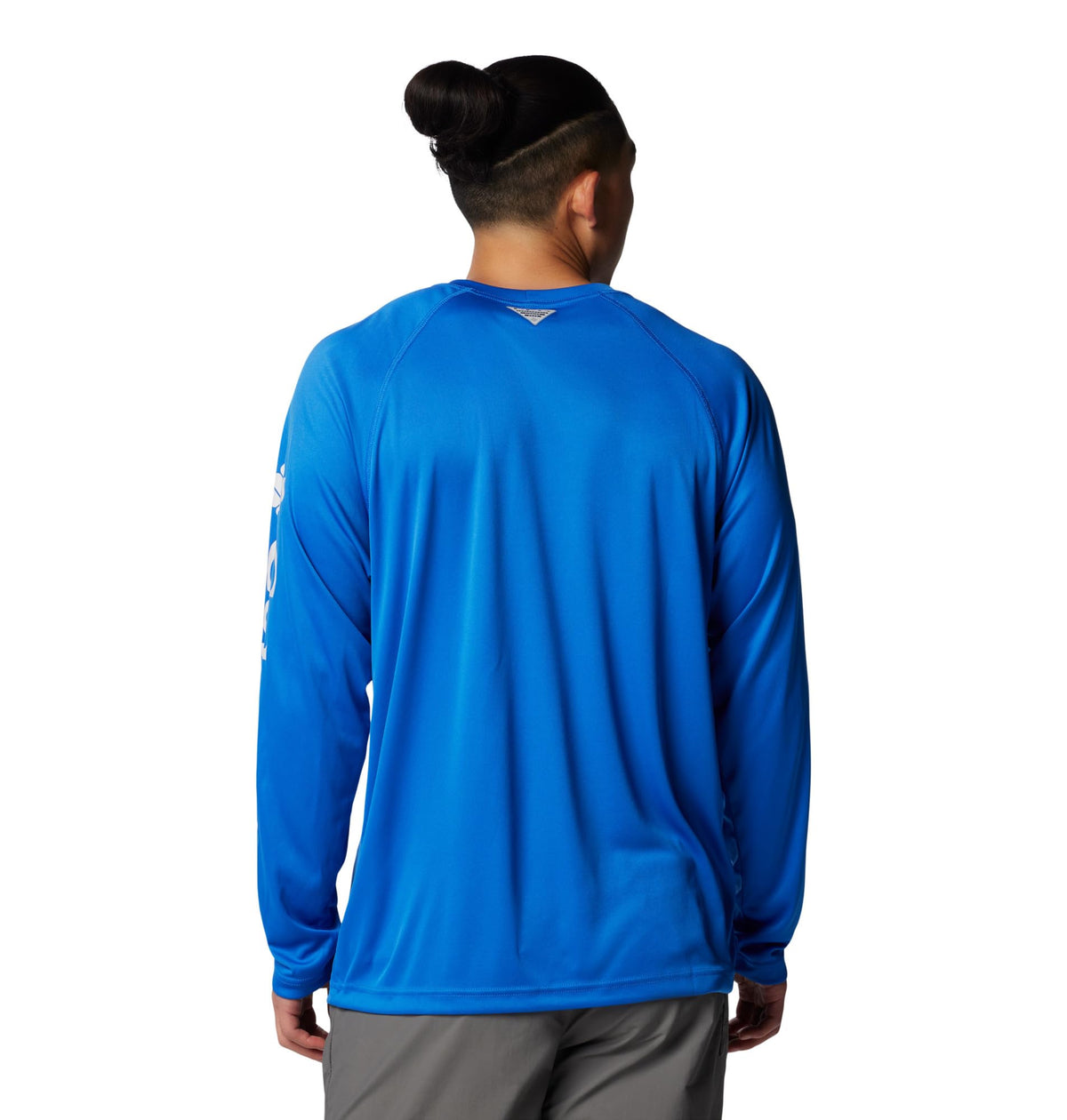 Columbia Men's PFG Terminal Tackle Long Sleeve Fishing Shirt, Vivid Blue/Cool Grey Logo, Large Tall