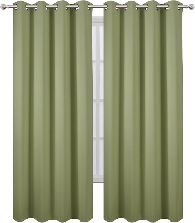 LEMOMO Blackout Curtains 52 x 90 inches Long Sage Green Curtains Set of 2