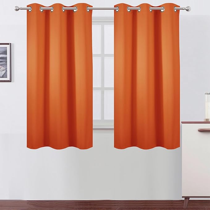 LEMOMO Orange Blackout Curtains/38 x 54 Inch/Set of Two Panels Grommet Living