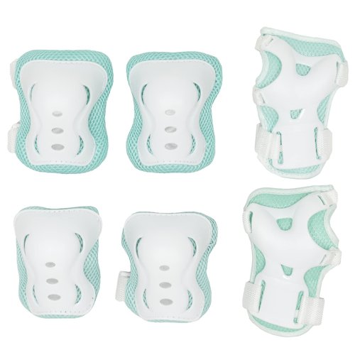 Lenexa Go GRO Adjustable Quad Roller Skate Bundle – Kids Roller Skates with Wrist Guards, Knee Pads, Elbow Pads, and Matching Backpack (Black, Teal, Adjustable Medium (12J to 2)