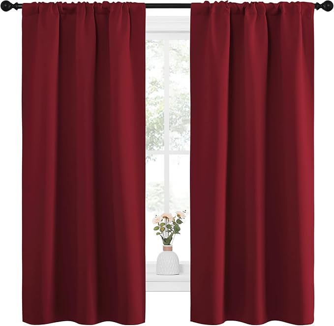 NICETOWN Christmas Burgundy Curtains Blackout Drape Panels