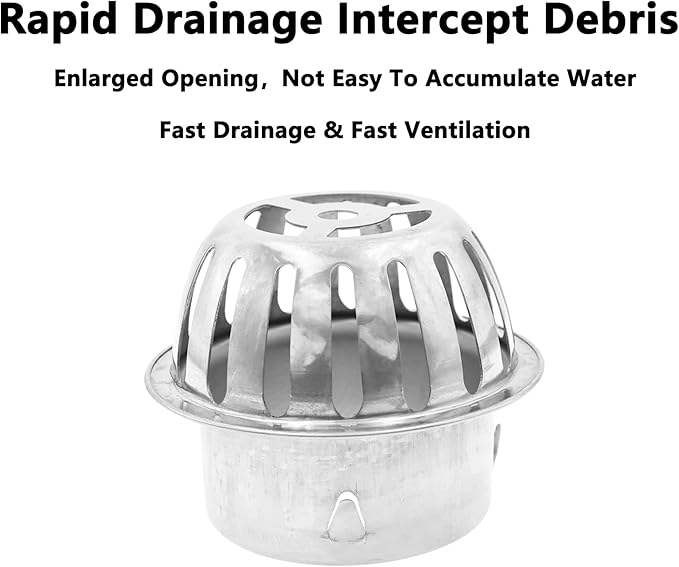 Roof Floor Drain,SAFYY 304 Stainless Steel Roof Drain Dome,Balcony Roof Dome Drain Cover,Yard Outdoor Anti Blocking Strainer,Gardens Gutter Cleaning Tool,Rain Bucket Drainage Parts (1, 83mm/3.3")