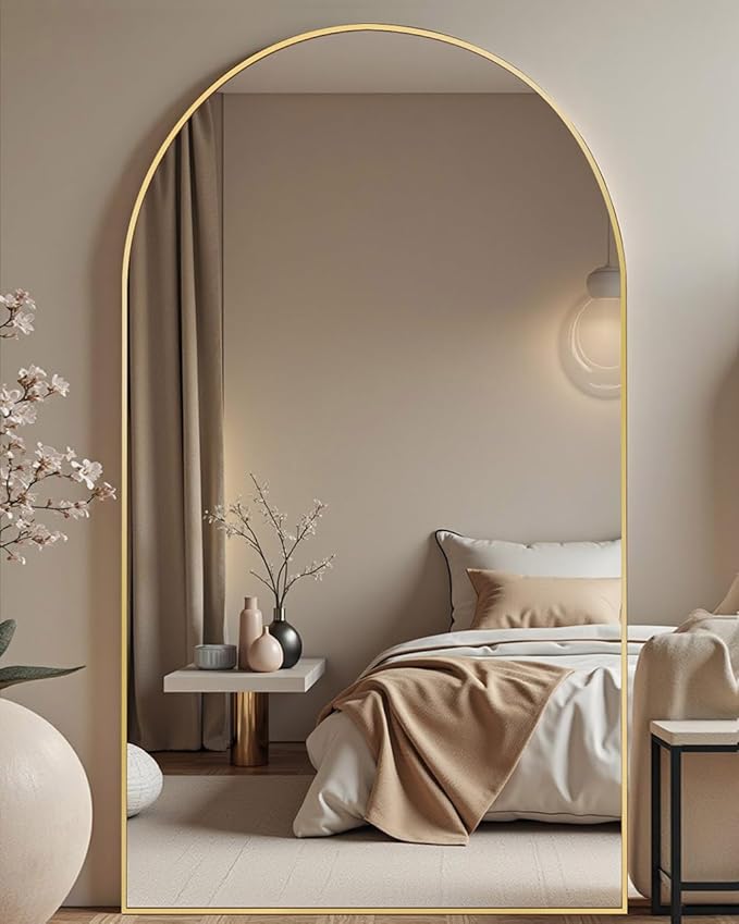 DMWOODFL 77x38 Inch Gold Arched Full Length Mirror