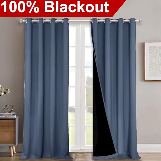 NICETOWN Full Shading Curtains 90 inches Long 2 Panels Set
