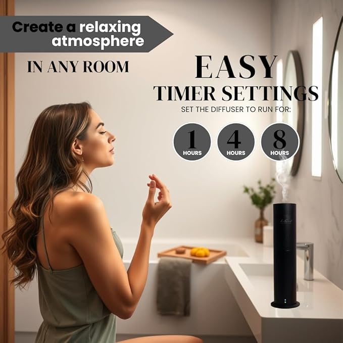 Aroma Scent Diffuser Starter Kit for Up to 1000SQ. FT. Coverage - 120ML Waterless Essential Oil Scent Included - Luxury Aroma Diffuser Ideal for Home, Office & Hotel (Silver, My Way)