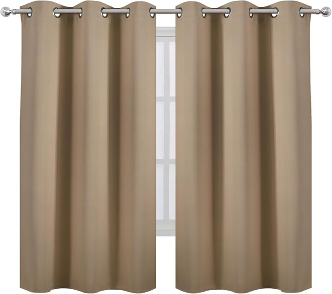 LEMOMO Blackout Curtains 42 x 63 inch/Natural Curtains Set of 2 Panels/Thermal