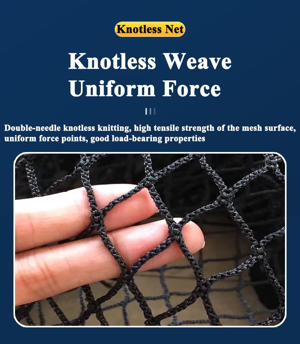 Skiennix Black Safety Rope Net - Knotless Protective Netting for Kids | 0.5M x 2M (1.64FT x 6.56FT)