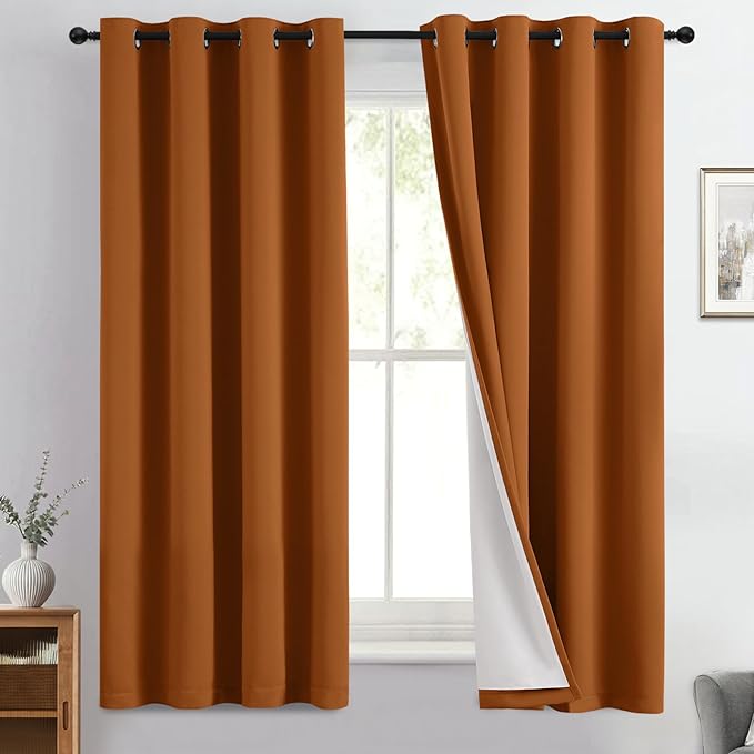 Yakamok 100% Blackout Curtain Panels 63 inches Cold and Light Blocking Drapes