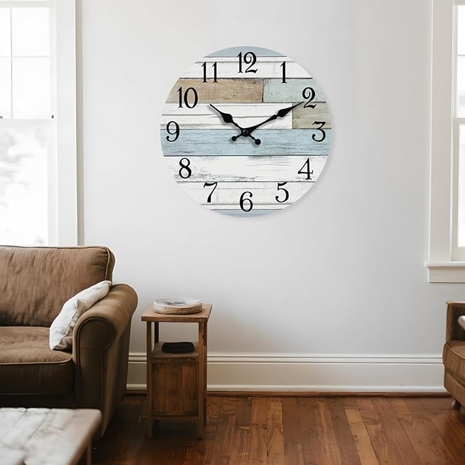 KECYET Wall Clock Battery Operated 16 Inch Large Silent Non Ticking Coastal