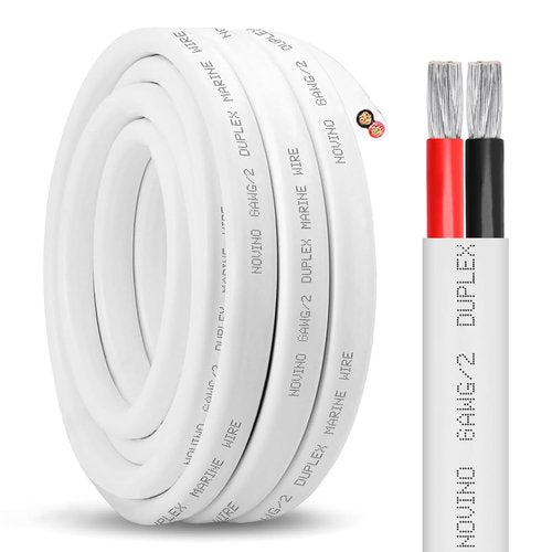 Marine Wire 6 AWG - Duplex Marine Grade Tinned Copper Electrical Cable | 100ft Red & Black for Boats, RVs, Trailers