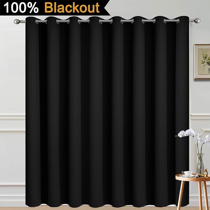 Yakamok 100% Blackout Thermal Insulated Sliding Door Curtains, Noise Reducing