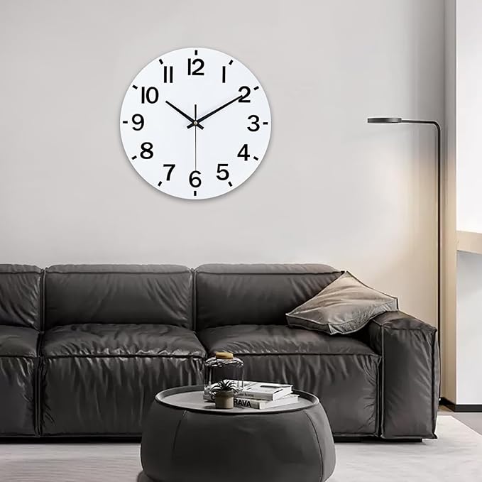 HZDHCLH Wall Clock 8 Inch Silent Non Ticking Wood Battery Operated White Wooden