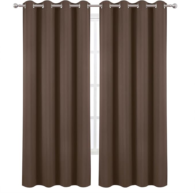 LEMOMO Blackout Curtains 52 x 120 Inch Long Chocolate Curtains Set of 2 Panels