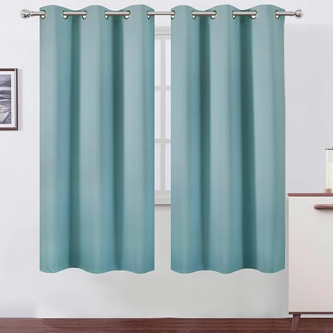 LEMOMO Stone Blue Thermal Blackout Curtains/42 x 72 Inch/Set of 2 Panels Room