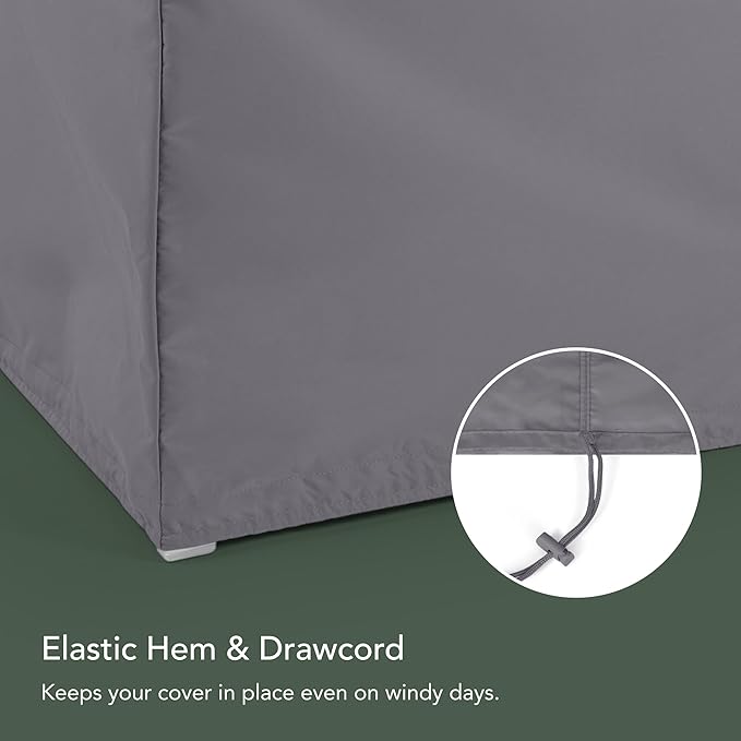 Covermates Elite Outdoor Patio Sofa Cover – Water-Resistant 300D Polyester, Double-Stitched Seams, Elastic Hem, Auto-Locking Drawcord & Mesh Vent for Moderate Weather, 94W x 40D x 40H, Charcoal